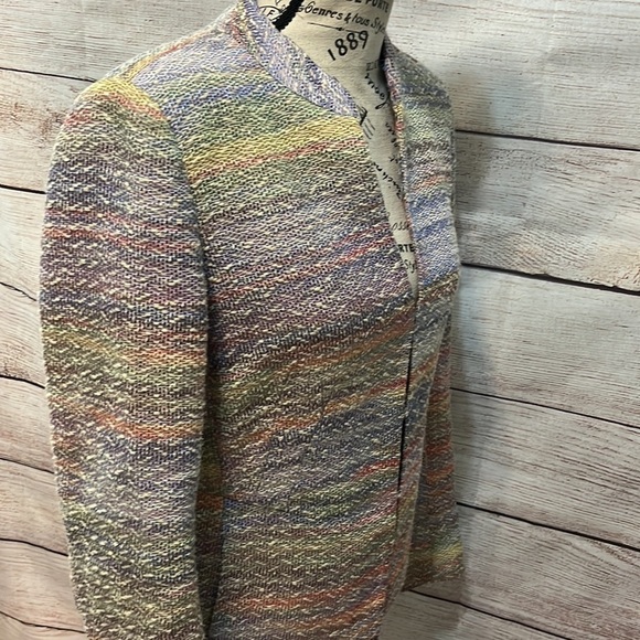 Lafayette 148 Blazer Pastel Rainbow Peplum Lightweight Pockets Textured Size 6 - Picture 4 of 9